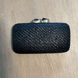Kayu Anna Straw Clutch, Black
